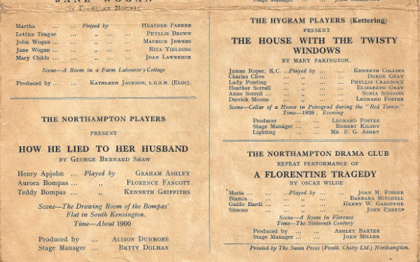 Programme for Northamptonshire Arts Council Drama Festival