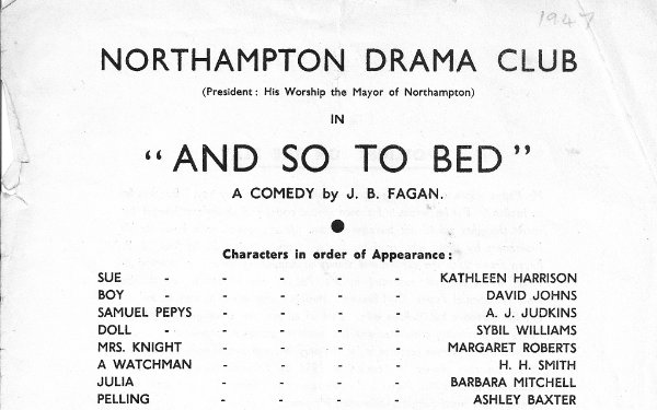 Programme for And So To Bed