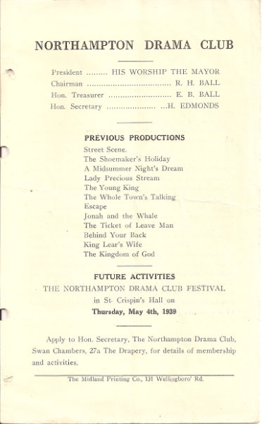 Programme for The Merry Wives of Windsor